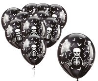 Halloweenské latexové balonky kostlivci, 10 ks