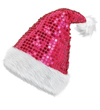 Plyšová čepice Santa, růžová