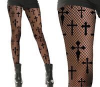 Dámské černé punčocháče s kříži pro jeptišku