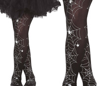 Dívčí černé punčocháče s pavučinami