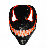 LED černá halloweenská maska, červená