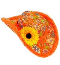 Oranžový klobouk Ibiza se slunečnicí