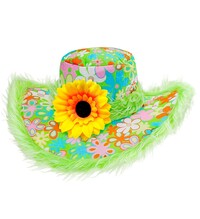 Zelený klobouk Ibiza se slunečnicí