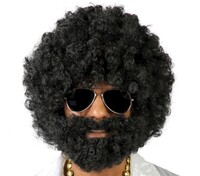 Černá afro paruka s vousy