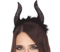 Černé rohy s třpytkami na čelence