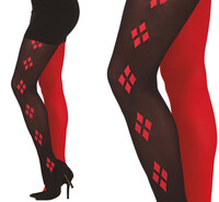 Dámské černo/červené punčocháče Harley Quinn