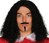 Pánská černá paruka s knírkem mušketýr