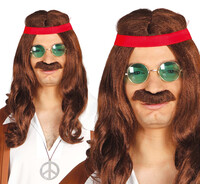 Pánská hippies paruka s knírem