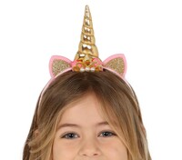 Dívčí zlatá čelenka jednorožec
