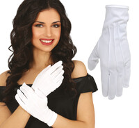Dámské bílé rukavice s knoflíkem, 24 cm