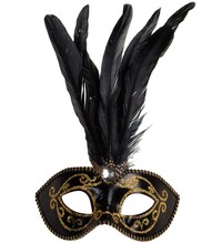 Dámská škraboška s drahokamem a peřím