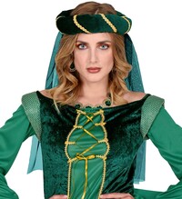 Dámská středověká zelená pokrývka hlavy se závojem