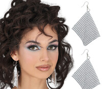 Disco stříbrné náušnice, 9 cm