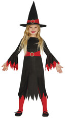 Dívčí kostým čarodějnice s červenými detaily