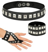 Rockový set (choker, náramek, jedna rukavice)