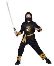 Chlapecký kostým ninja, černozlatý