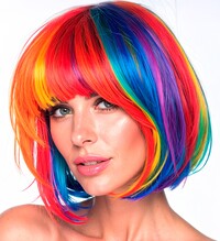 Dámská duhová paruka mikádo (II. Jakost)