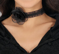 Dámský černý choker s růží