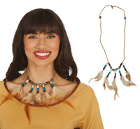 Indiánský náhrdelník s pírky