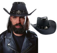 Koženkový klobouk s lebkou, rocker