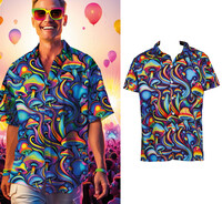 Pánské psychedelické tričko na festival s houbičkami