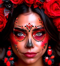 Samonalepovací kamínky Dia de los muertos, červenočerné
