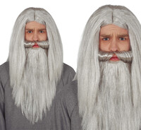 Šedá paruka s vousy čaroděj