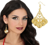 Zlaté náušnice s mincemi, 5 cm