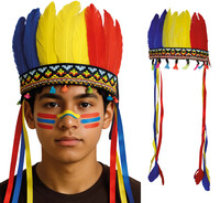 Barevná indiánská čelenka s peřím