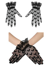 Dámské krajkové rukavice s netopýry, 22 cm