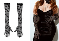 Dámské krajkové rukavice s netopýry, 38 cm