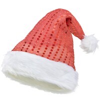 Flitrovaná čepice Santa, červená