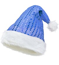 Flitrovaná čepice Santa, modrá