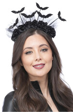 Černá čelenka s růžemi a netopýry (II. Jakost)