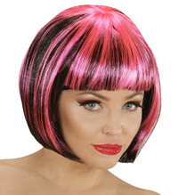 Dámská paruka mikádo s ofinou černo růžová