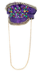 Fialová kapitánská čepice s kamínky a řetízkem (II. Jakost)