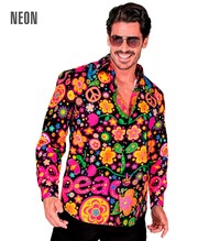 Pánská neónová košile s hippies vzory