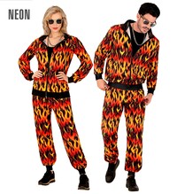Unisex neónová šusťákovka se vzorem plamenů