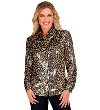 Dámská párty košile s flitry a leopardím vzorem