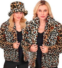 Dámská plyšová bunda s leopardím vzorem