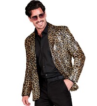 Pánské hnědé sako s leopardím vzorem a flitry