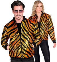 Unisex zlatá bomber bunda s animálním vzorem a flitry