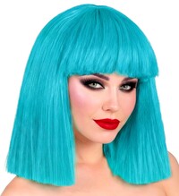 Dámská azurově modrá paruka showgirl