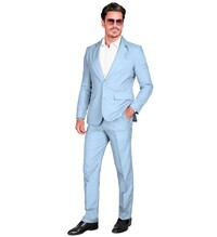 Pánský světle modrý společenský oblek - XXL (II. Jakost)