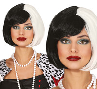 Černobílá paruka Cruella de Vil