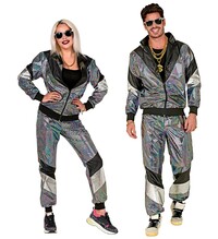 Unisex stříbrná disco šusťákovka z 80. let - L (II. Jakost)