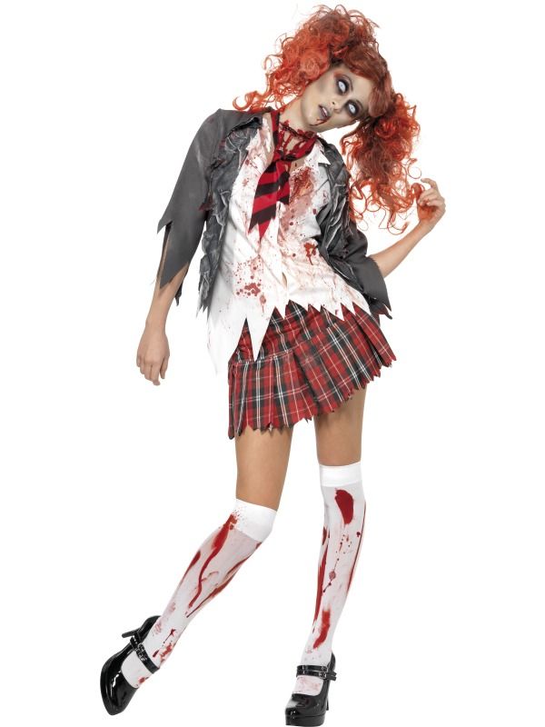 Dámský Halloween kostým High School zombie školačka - Velikost M 40-42