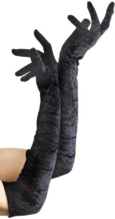 Sametové rukavice 53cm - černé