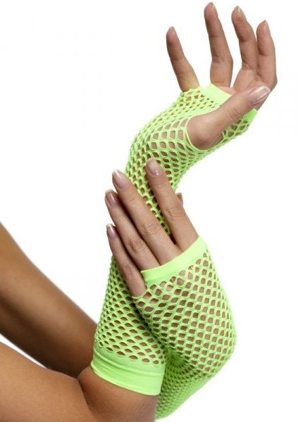 Síťované rukavice bez prstů - neon zelené