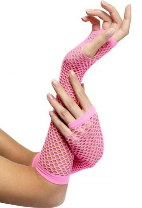 Síťované rukavice bez prstů - neon růžové
